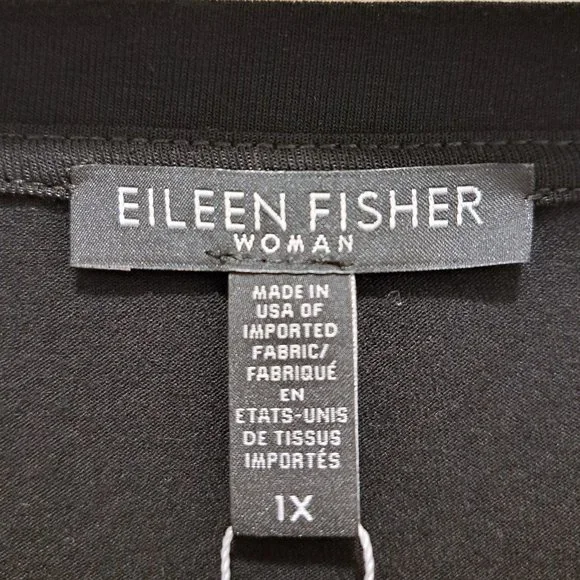 Eileen Fisher Black Jersey Jewel Neck Flare Sleeve Top Size 1X - Picture 7 of 12
